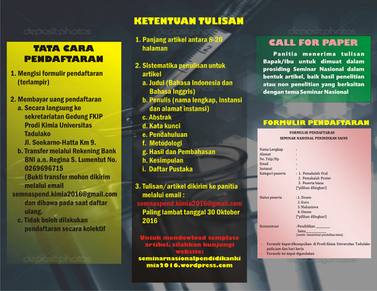 DAFTAR PEMBIMBING TUGAS AKHIR MAHASISWA PROGRAM STUDI PENDIDIKAN KIMIA ANGKATAN 2014